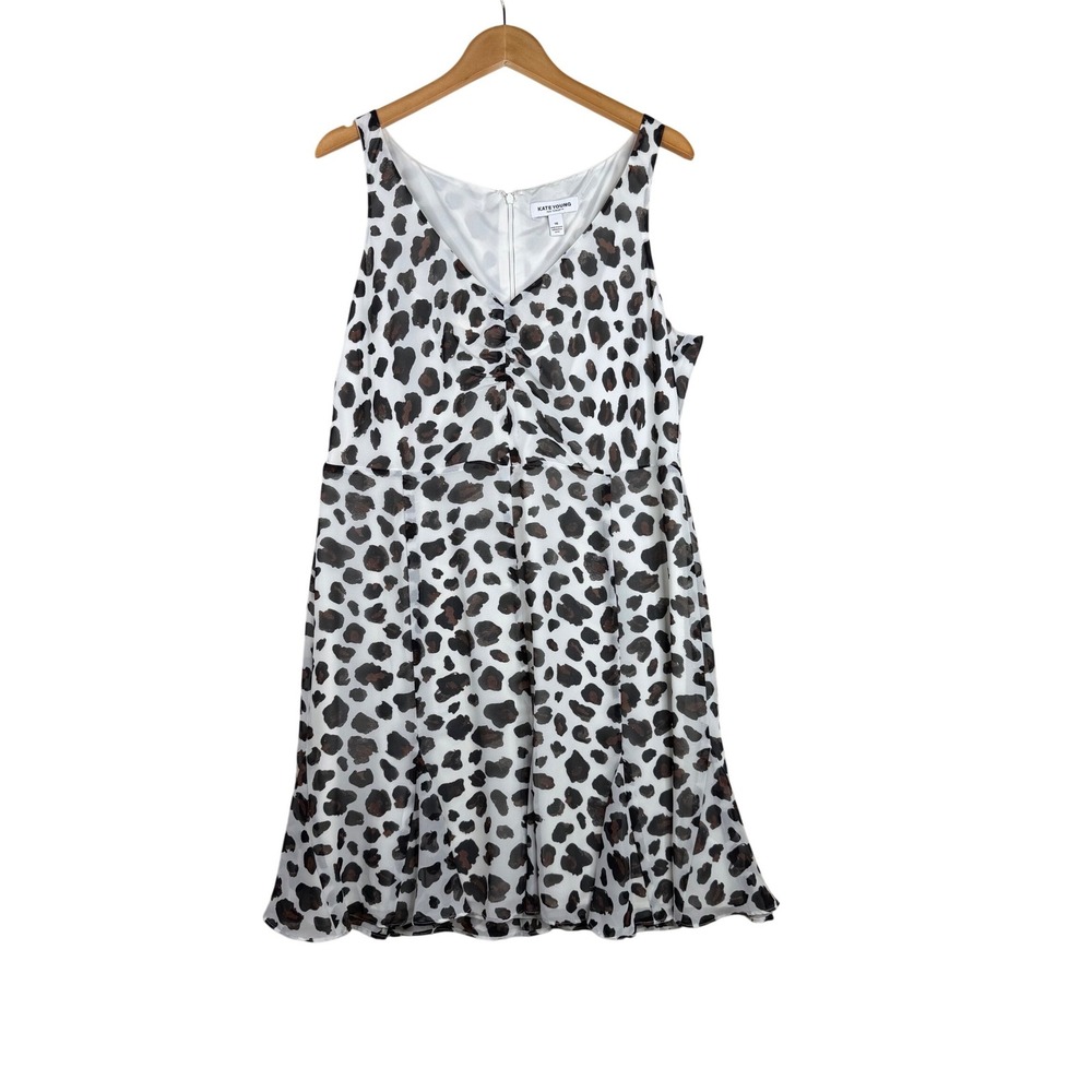 Kate Young for Target Animal Print Chiffon Dress size 16 White/Brown